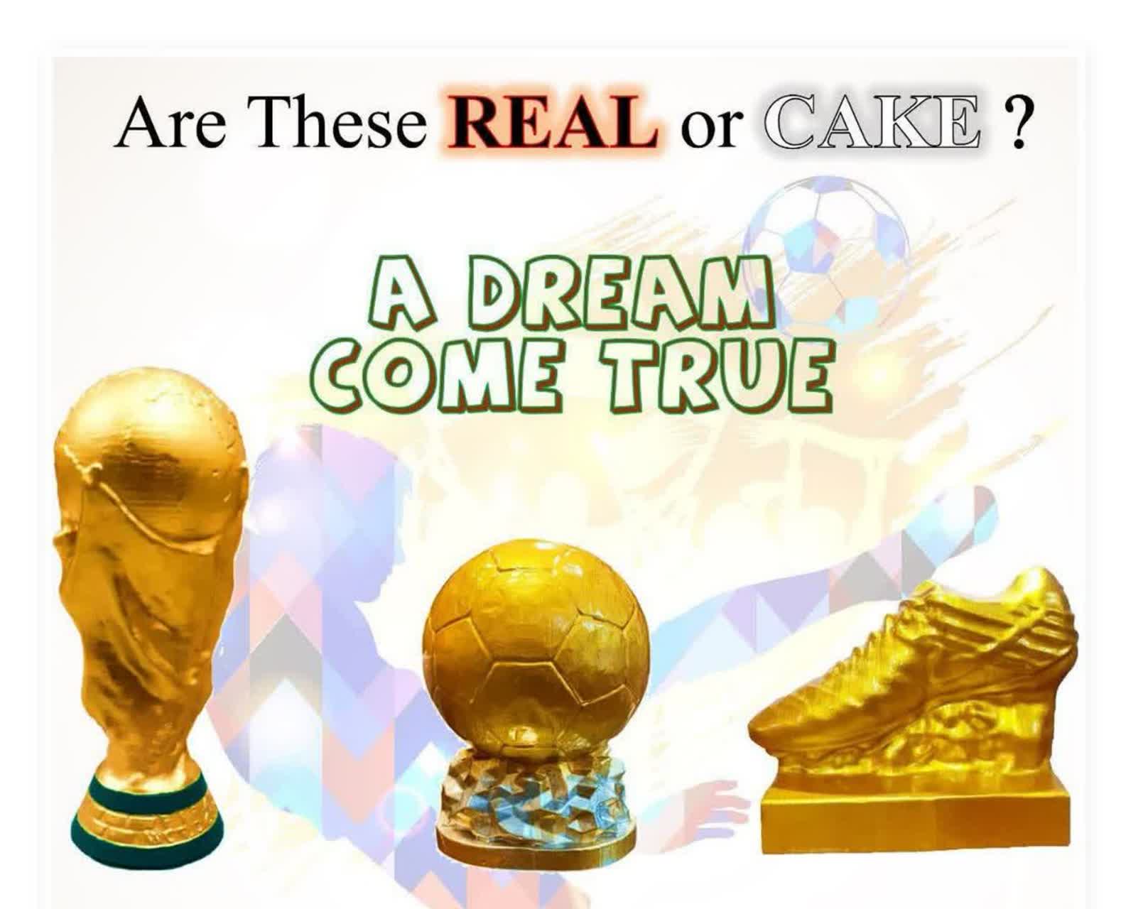 پکیج جام،توپ و کفش طلا(سایز بزرگ)