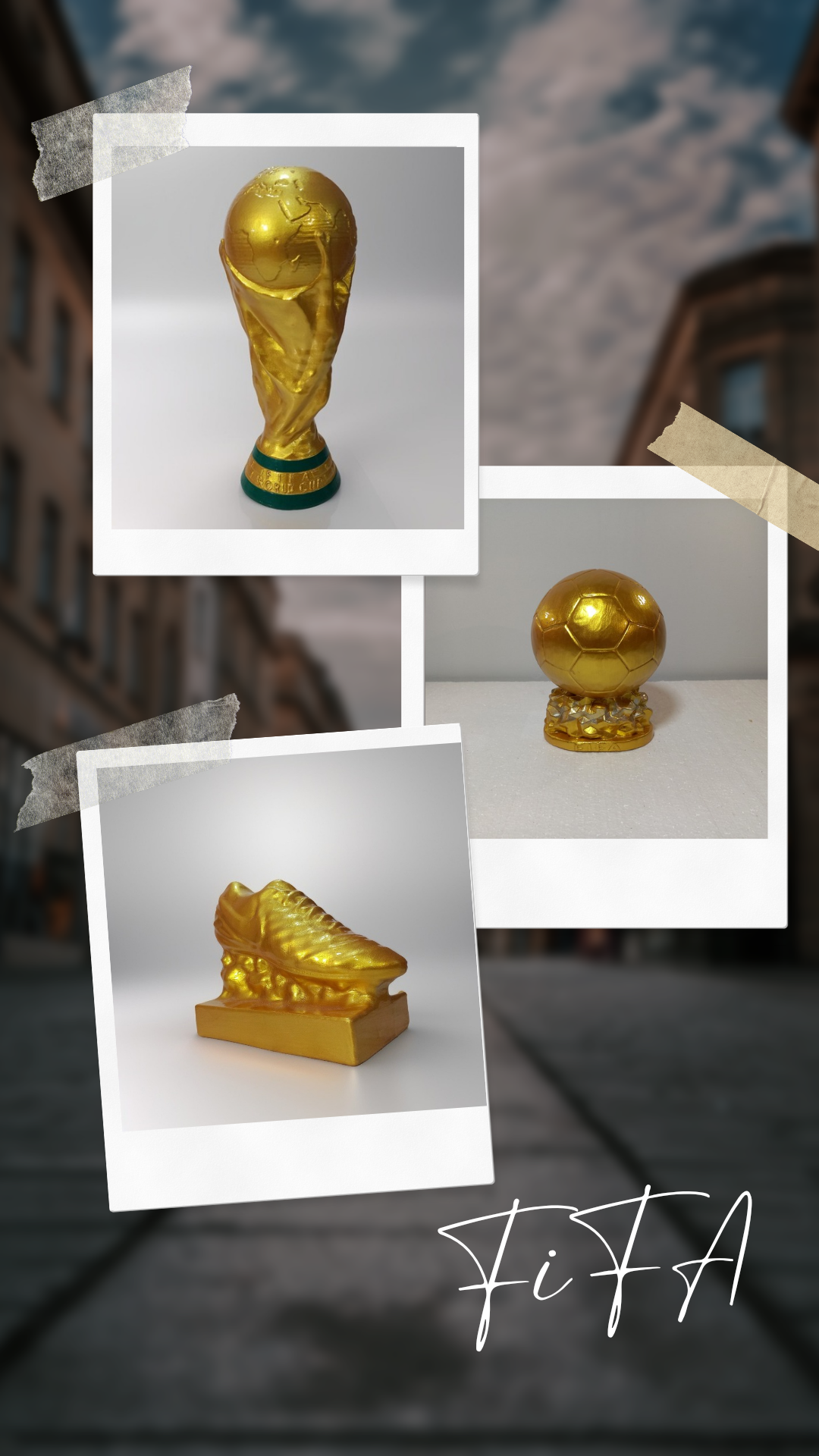 پکیج جام،توپ و کفش طلا(سایز کوچک)